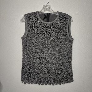 Escada Womans Size 40 ( US 10) Virgin Wool Sleeveless Top Full Back Zip